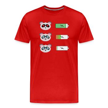 Panda Batterie Shirt - Männer Premium Bio T-Shirt - Rot - Vorne - Damien (186cm)