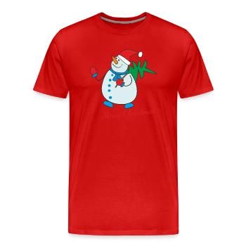 Bonhomme de neige - T-shirt bio Premium Homme - rouge - Devant - Damien (186cm)