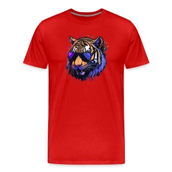 Cooler Retro-Tigerkopf - Männer Premium Bio T-Shirt - Rot - Vorne - Damien (186cm)
