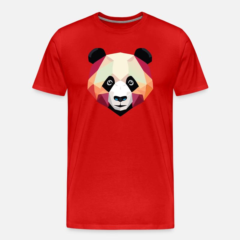 Panda Low Poly - Männer Premium Bio T-Shirt - Rot