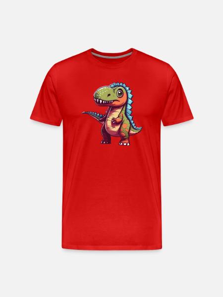 Confused T-Rex - Men's Premium Organic T-Shirt - red