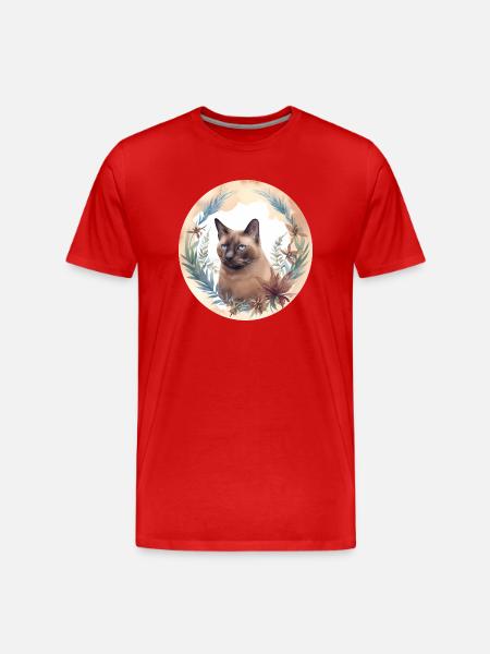 Burmese Cat Boho Elements, Cats - Men's Premium Organic T-Shirt - red