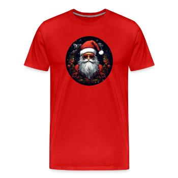 Père noël avec des lunettes - T-shirt bio Premium Homme - rouge - Devant - Damien (186cm)