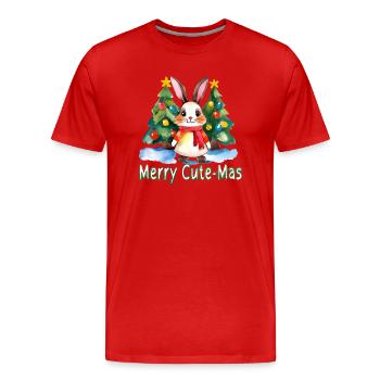 Joyeux lapin mignon - T-shirt bio Premium Homme - rouge - Devant - Damien (186cm)