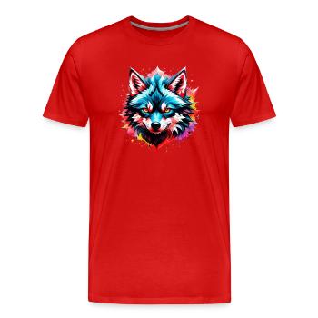 Wolf Tattoo - Men's Premium Organic T-Shirt - red - Front - Damien (186cm)