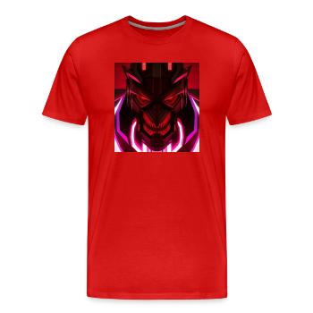 Digitalmonster - Männer Premium Bio T-Shirt - Rot - Vorne - Damien (186cm)