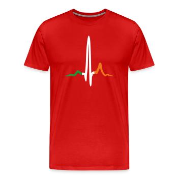 Irish Heartbeat Saint Patrick's Day Flagge Farben - Männer Premium Bio T-Shirt - Rot - Vorne - Damien (186cm)