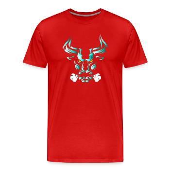 Bull Bull Head Head Logo Steak Beast Gym Horn - Men's Premium Organic T-Shirt - red - Front - Damien (186cm)