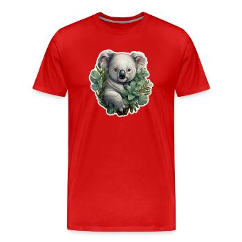 Koala with eucalyptus - Men's Premium Organic T-Shirt - red - Front - Damien (186cm)