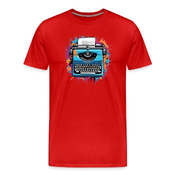Machine à écrire Auteur - T-shirt bio Premium Homme - rouge - Devant - Damien (186cm)