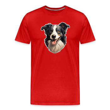 Tête de Border Collie - T-shirt bio Premium Homme - rouge - Devant - Damien (186cm)