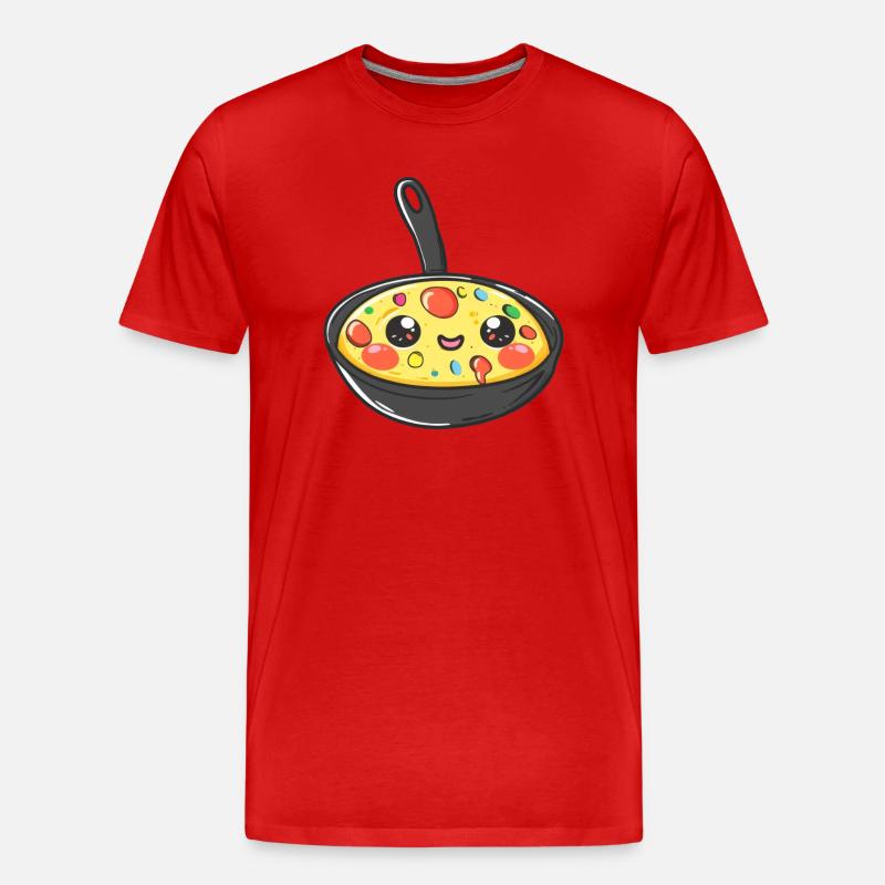 Cute Pan Scrambled Eggs Comic - Men's Premium Organic T-Shirt - red