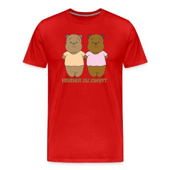 Paire d’ours toujours par paires - T-shirt bio Premium Homme - rouge - Devant - Damien (186cm)