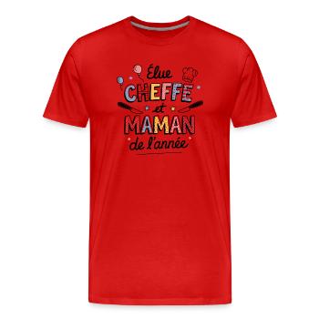 Elue cheffe et maman de l'année - T-shirt bio Premium Homme - rouge - Devant - Damien (186cm)