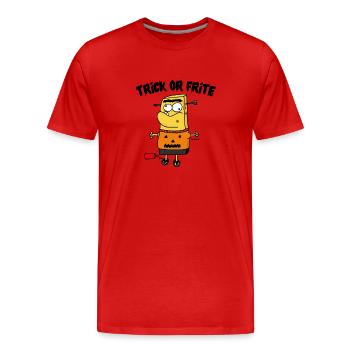 Trick or frite ! - T-shirt bio Premium Homme - rouge - Devant - Damien (186cm)