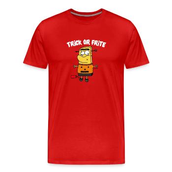 TRICK OR FRITE WHITE - T-shirt bio Premium Homme - rouge - Devant - Damien (186cm)