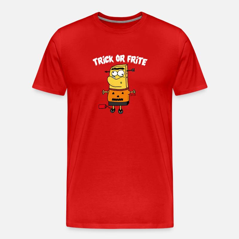 TRICK ODER POMMES WEISS - Männer Premium Bio T-Shirt - Rot