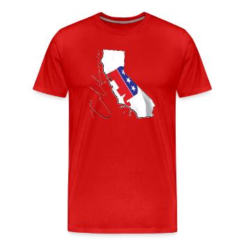 Drapeau républicain dans la carte de l’État de Californie CA - T-shirt bio Premium Homme - rouge - Devant - Damien (186cm)