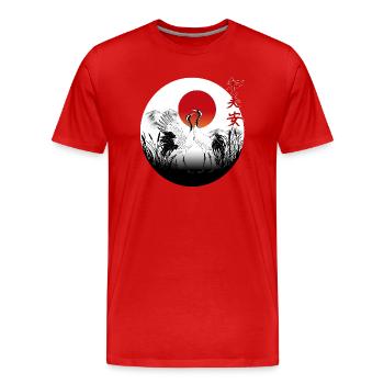 Danse des grues, parade au pays du soleil levant - T-shirt bio Premium Homme - rouge - Devant - Damien (186cm)