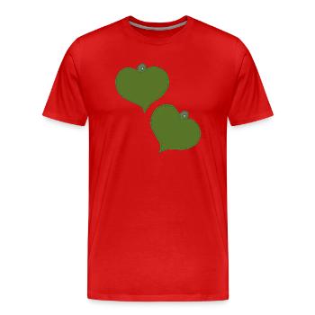 herzanhaenger gruen zwei - Männer Premium Bio T-Shirt - Rot - Vorne - Damien (186cm)