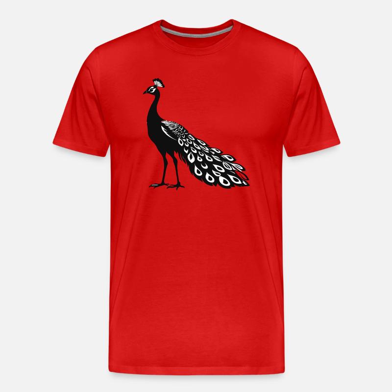 Pfau - Vogel Sticker - Männer Premium Bio T-Shirt - Rot