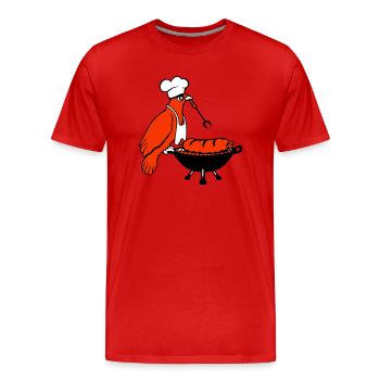 Oiseau griller des saucisses griller délicieusement manger des saucisses - T-shirt bio Premium Homme - rouge - Devant - Damien (186cm)