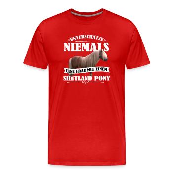 UN Shetland Pony - Männer Premium Bio T-Shirt - Rot - Vorne - Damien (186cm)
