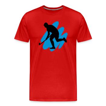 Field Hockey goes 3D - Männer Premium Bio T-Shirt - Rot - Vorne - Damien (186cm)