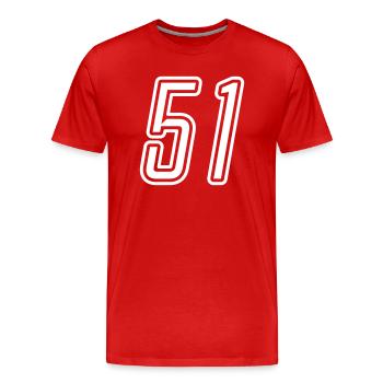 51 Numéro de numéro - T-shirt bio Premium Homme - rouge - Devant - Damien (186cm)