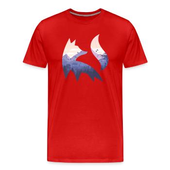 Fox Silhouette Forêt Nature Animal Renard Roux Forêt Animal - T-shirt bio Premium Homme - rouge - Devant - Damien (186cm)