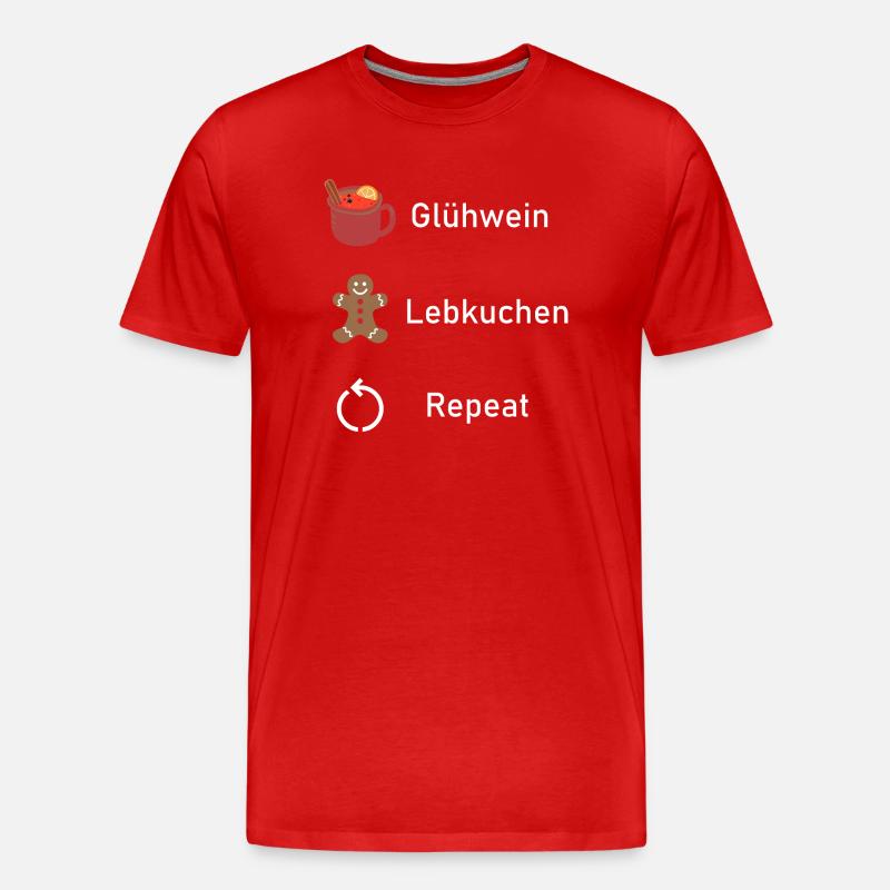 MULLED WINE GINGERBREAD REPEAT - Men's Premium Organic T-Shirt - red