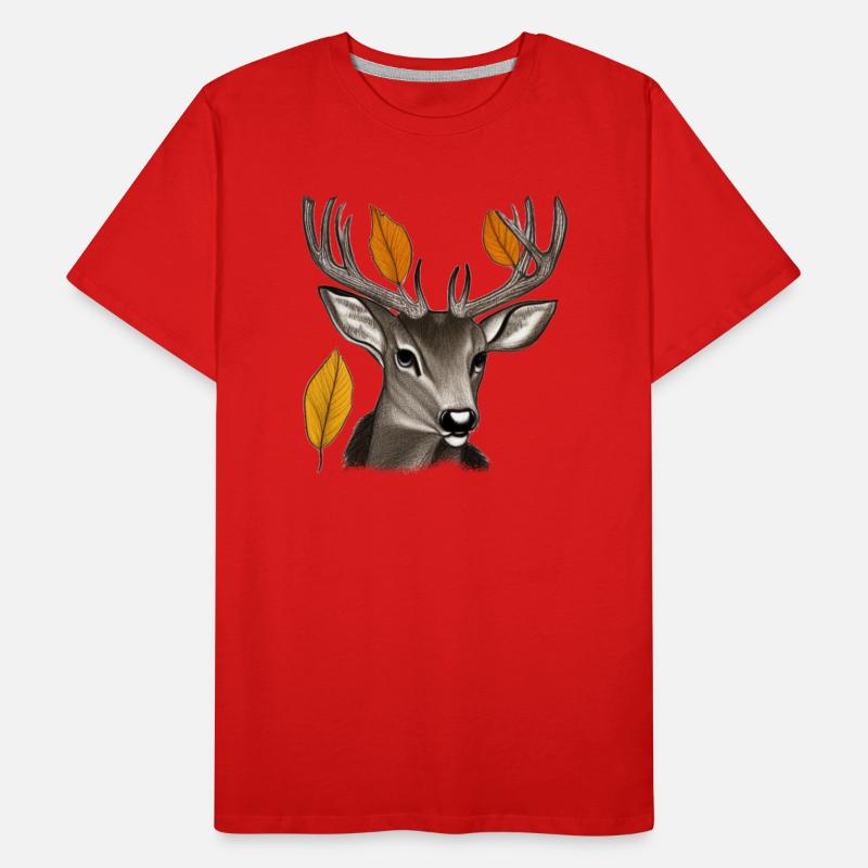 Hirschkopf im Herbst Hirsch Geweih Bock Reh Kitz 4 Männer Premium Bio T-Shirt