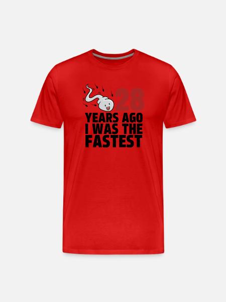 28 jaar geleden was ik de snelste - Mannen premium biologisch T-shirt - rood