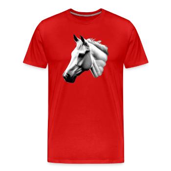 Cheval Croquis Crayon Chevaux Portraits d’animaux 5 - T-shirt bio Premium Homme - rouge - Devant - Damien (186cm)