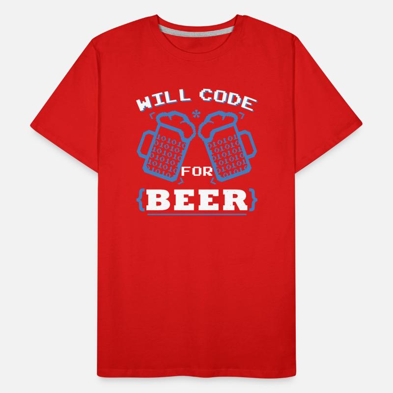 Will Code For Beer | Programmer Coding Men's Premium Organic T-Shirt
