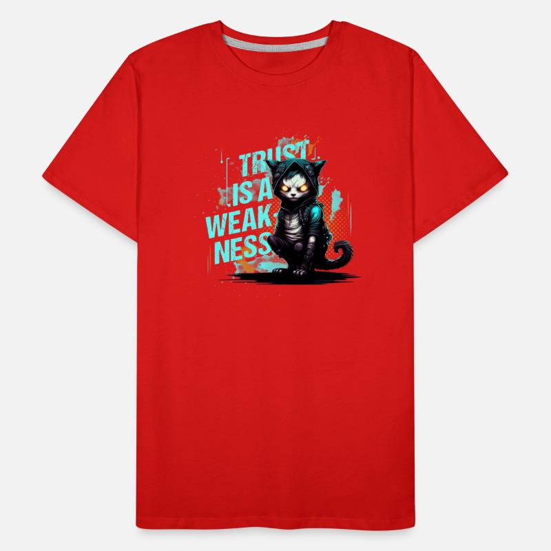 Cyber Cat Hacker Cat Trust is a Weakness Men's Premium Organic T-Shirt