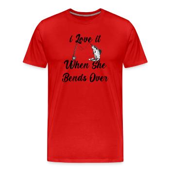 I Love It When She Bends Over - Men's Premium Organic T-Shirt - red - Front - Damien (186cm)