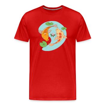 Colorful fishes koi - Men's Premium Organic T-Shirt - red - Front - Damien (186cm)