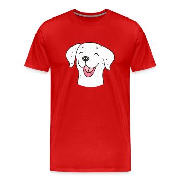 Sourire de chien - T-shirt bio Premium Homme - rouge - Devant - Damien (186cm)