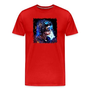 High Tech Pilotin im Cyber Krieg der Zukunft - Männer Premium Bio T-Shirt - Rot - Vorne - Damien (186cm)