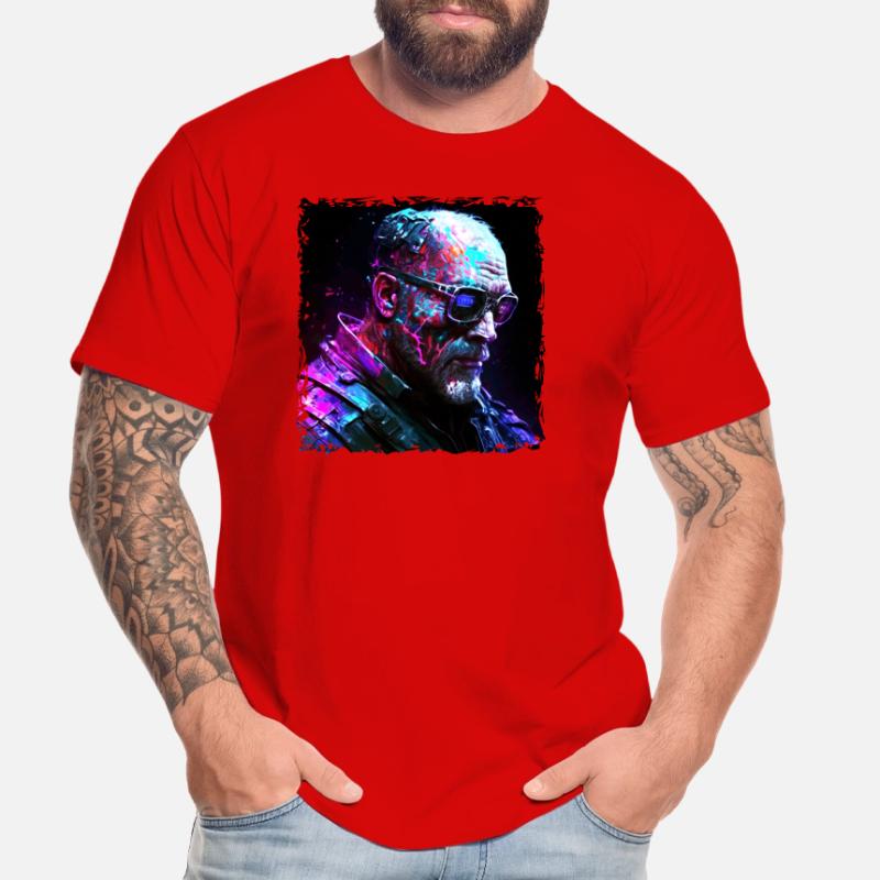 Alter High Tech Cyborg oder Android im Neonlicht Männer Premium Bio T-Shirt