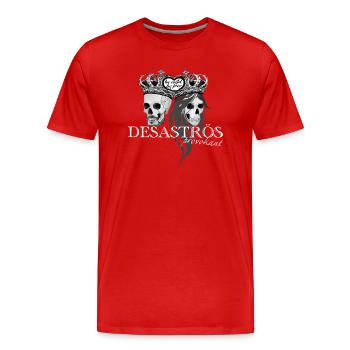𝔻𝔼𝕊𝔸𝕊𝕋ℝÖ𝕊 𝖕𝖗𝖔𝖛𝖔𝖐𝖆𝖓𝖙 𝖜𝖍𝖎𝖙𝖊 - Männer Premium Bio T-Shirt - Rot - Vorne - Damien (186cm)