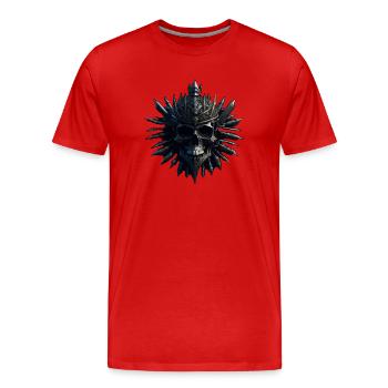 WIKINGER SCHÄDEL I SKULL DESIGN - Männer Premium Bio T-Shirt - Rot - Vorne - Damien (186cm)