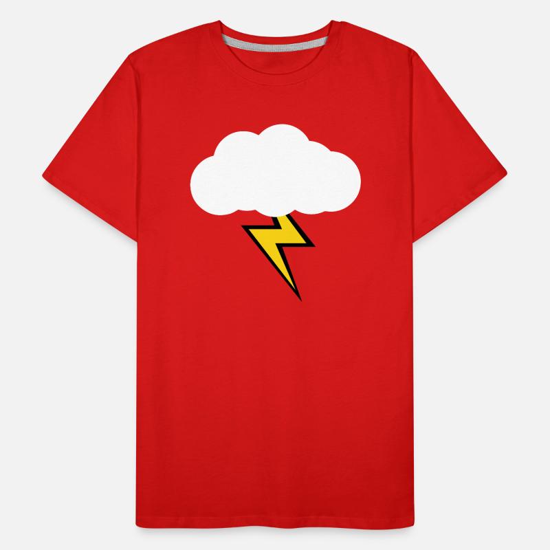 Wolke mit gelben Blitz/ Blitz Design Männer Premium Bio T-Shirt