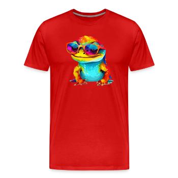 Ouk, die Brillenechse - Männer Premium Bio T-Shirt - Rot - Vorne - Damien (186cm)