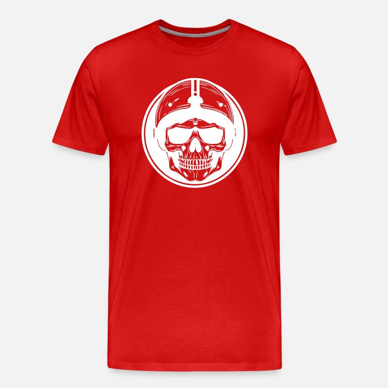 Biker Totenkopf - Männer Premium Bio T-Shirt - Rot