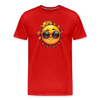 Soleil avec lunettes de soleil - T-shirt bio Premium Homme - rouge - Devant - Damien (186cm)