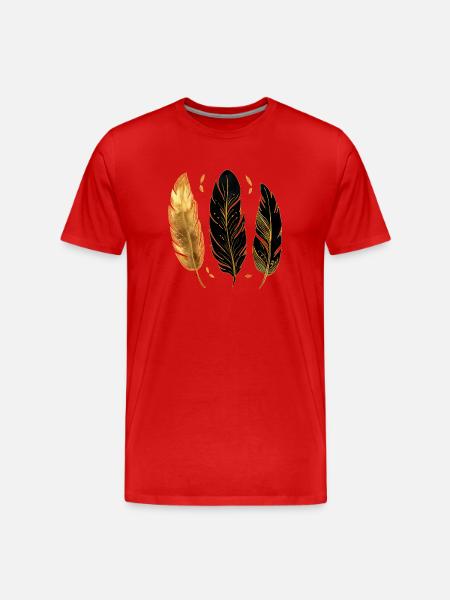 Goldene Federn - Männer Premium Bio T-Shirt - Rot