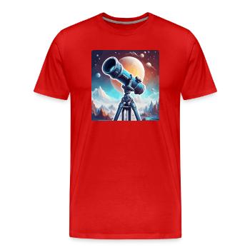 Télescope / Télescope / Astronomie / Ciel étoilé - T-shirt bio Premium Homme - rouge - Devant - Damien (186cm)