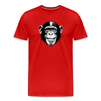 Laughing monkey chimpse rejoices - Men's Premium Organic T-Shirt - red - Front - Damien (186cm)